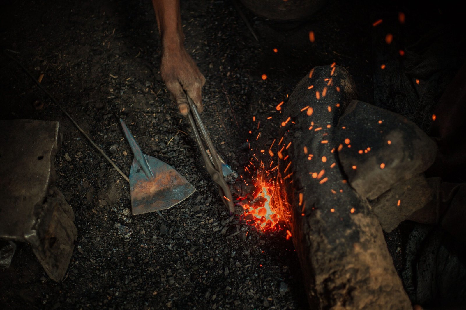 Macro detail of cast iron skillet handle